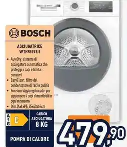 Unieuro BOSCH ASCIUGATRICE WTH8529811 offerta