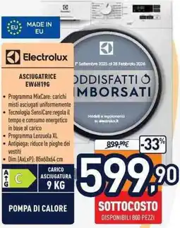 Unieuro Electrolux ASCIUGATRICE EW6H19G offerta