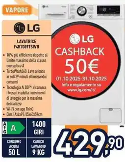 Unieuro LG LAVATRICE F4R7009TSWB offerta