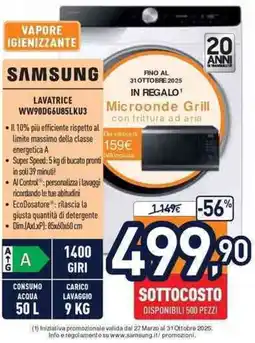 Unieuro SAMSUNG LAVATRICE WW90DG6U85LKU3 offerta