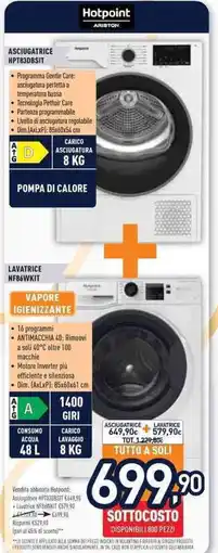 Unieuro Hotpoint ASCIUGATRICE HPT83DBSIT LAVATRICE NF86WKIT offerta