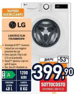 Unieuro LG LAVATRICE SLIM F2R3508NSWW offerta