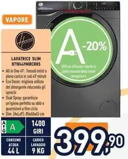 Unieuro Hoover LAVATRICE SLIM H7W449MBCR8S offerta