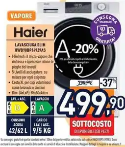 Unieuro Haier LAVASCIUGA SLIM HWD90BP14929AS offerta