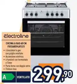 Unieuro Electroline CUCINA A GAS 60 CM FSCE60EV4ATLX1 offerta