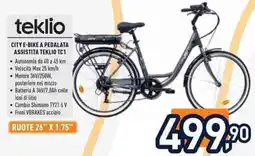 Unieuro teklio CITY E-BIKE A PEDALATA ASSISTITA TEKLIO TC1 offerta