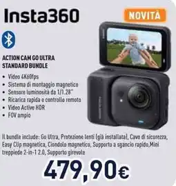 Unieuro NOVITÀ Insta360 ACTION CAM GO ULTRA STANDARD BUNDLE offerta