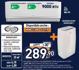 Unieuro argo CONDIZIONATORE MONOSPLIT NEWAGE PLUS 9 offerta