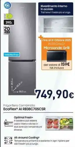Unieuro SAMSUNG Frigorifero Combinato EcoFlex® Al RB38C705CSR offerta