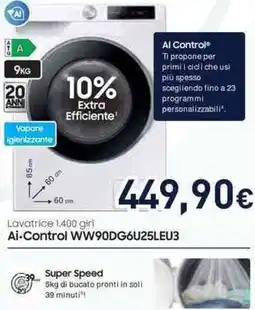 Unieuro SAMSUNG Lavatrice 1.400 girl Ai-Control WW90DG6U25LEU3 offerta