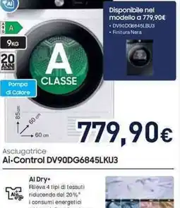 Unieuro SAMSUNG Asciugatrice Ai-Control DV90DG6845LKU3 offerta