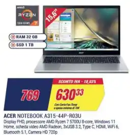 Trony ACER NOTEBOOK A315-44P-RO3U offerta