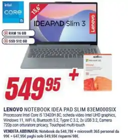 Trony LENOVO NOTEBOOK IDEA PAD SLIM 83EM000SIX offerta