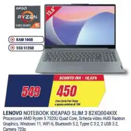 Trony LENOVO NOTEBOOK IDEAPAD SLIM 3 82XQ004KIX offerta