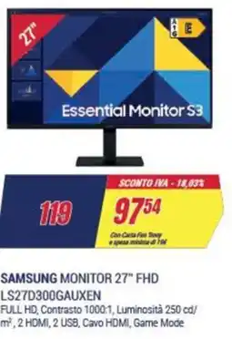 Trony SAMSUNG MONITOR 27" FHD LS27D300GAUXEN offerta