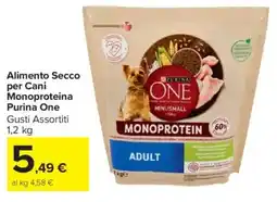 Carrefour Market Alimento Secco per Cani Monoproteina Purina One offerta