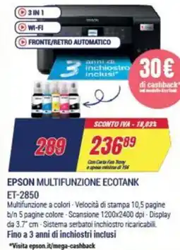 Trony EPSON MULTIFUNZIONE ECOTANK ET-2850 offerta