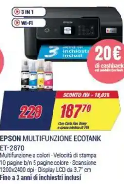 Trony EPSON MULTIFUNZIONE ECOTANK ET-2870 offerta