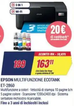 Trony EPSON MULTIFUNZIONE ECOTANK ET-2860 offerta
