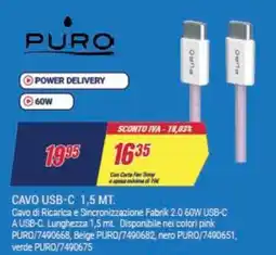 Trony PURO CAVO USB-C 1,5 MT. offerta