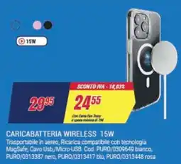 Trony PURO CARICABATTERIA WIRELESS 15W offerta
