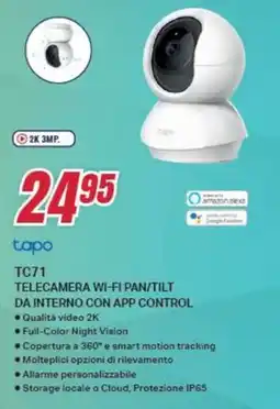 Trony tapo TC71 TELECAMERA WI-FI PAN/TILT DA INTERNO CON APP CONTROL offerta