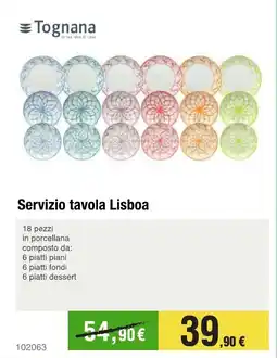 Handy fai da te Tognana Servizio tavola Lisboa offerta