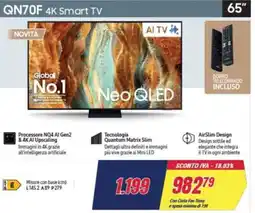 Trony SAMSUNG QN70F 4K Smart TV offerta