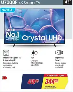 Trony SAMSUNG U7000F 4K Smart TV offerta