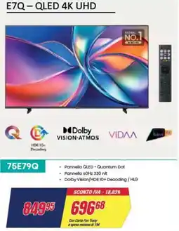 Trony Hisense E7Q - QLED 4K UHD offerta