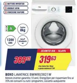 Trony BEKO LAVATRICE BMWRU3821W offerta