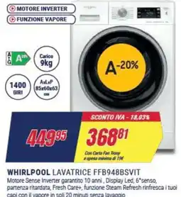 Trony WHIRLPOOL LAVATRICE FFB948BSVIT offerta