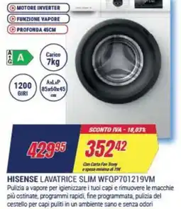 Trony HISENSE LAVATRICE SLIM WFQP701219VM offerta