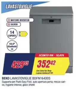 Trony BEKO LAVASTOVIGLIE BDFN16430S offerta