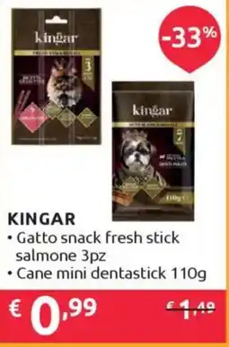 Ipersoap KINGAR Gatto snack fresh stick salmone 3pz offerta