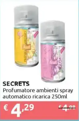 Ipersoap SECRETS Profumatore ambienti spray automatico ricarica offerta