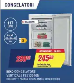 Trony BEKO CONGELATORE VERTICALE FSE13040N offerta