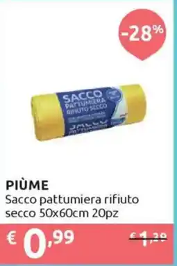 Ipersoap PIÙME Sacco pattumiera rifiuto secco 50x60cm offerta