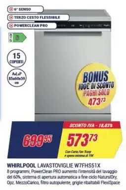 Trony WHIRLPOOL LAVASTOVIGLIE W7FHS51X offerta