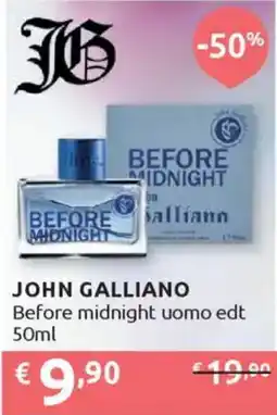 Ipersoap JOHN GALLIANO Before midnight uomo edt offerta