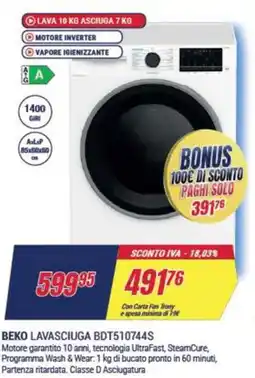 Trony BEKO LAVASCIUGA BDT510744S offerta