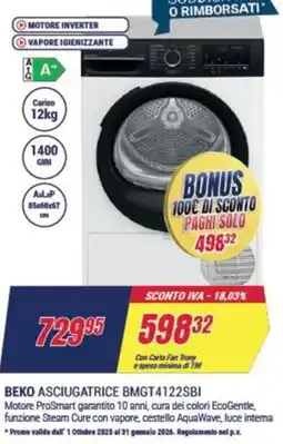 Trony BEKO ASCIUGATRICE BMGT4122SBI offerta