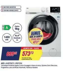Trony AEG LAVATRICE LR6FG94 offerta