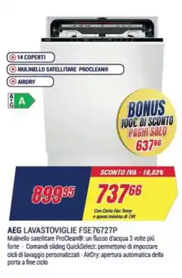 Trony AEG LAVASTOVIGLIE FSE76727P offerta