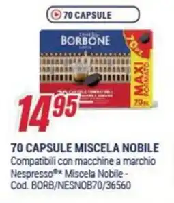 Trony Borbone 70 capsule miscela nobile offerta
