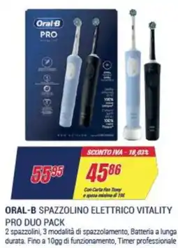 Trony ORAL-B spazzolino elettrico vitality pro duo pack offerta