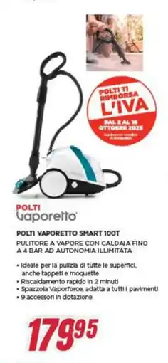 Trony POLTI VAPORETTO SMART 100T PULITORE A VAPORE CON CALDAIA FINO offerta
