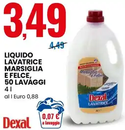 Eurospin Dexal Liquido lavatrice marsiglia e felce offerta