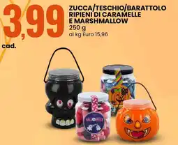 Eurospin Zucca/teschio/barattolo ripieni di caramelle e marshmallow offerta