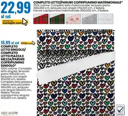 Eurospin Completo letto/parure copripiumino matrimoniale offerta